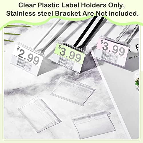 Tatuo 200 Pcs Plastic Wire Shelf Label Holders Clear Reusable Price Tags Display Shelf for Pantry Retail Merchandise Supermarket Bins Clip on Price Labels Signs for Card Shop Market Basket - Image 8