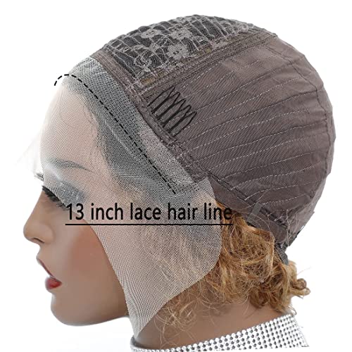Ombre Blonde Pixie Cut Lace Front Wigs 6 inch Human Hair 13X1 Pixie Cut Short Curly Wigs HD Lace Front Wigs Plucked Pixie Curly Wigs for Black Women (6 Inch, 1B/27#) - Image 4