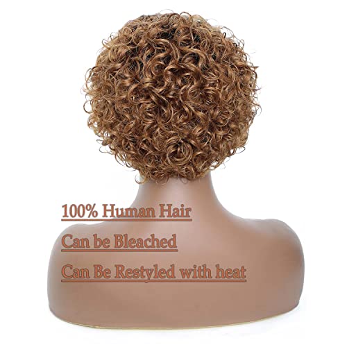Ombre Blonde Pixie Cut Lace Front Wigs 6 inch Human Hair 13X1 Pixie Cut Short Curly Wigs HD Lace Front Wigs Plucked Pixie Curly Wigs for Black Women (6 Inch, 1B/27#) - Image 5