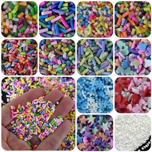 Fake Sprinkles 12 Jars 180g Polymer Clay Sprinkles Fake Candy Sprinkles Faux Sprinkle for Resin Slime Craft Plastic Sprinkle Nail Art Phone Case DIY Shaker Card Filler (12 Mixed Colors-180G) - Image 2