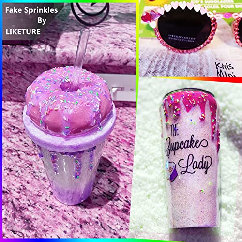 Fake Sprinkles 12 Jars 180g Polymer Clay Sprinkles Fake Candy Sprinkles Faux Sprinkle for Resin Slime Craft Plastic Sprinkle Nail Art Phone Case DIY Shaker Card Filler (12 Mixed Colors-180G) - Image 4