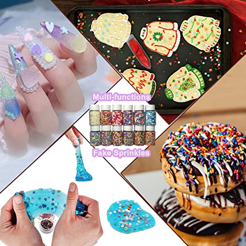 Fake Sprinkles 12 Jars 180g Polymer Clay Sprinkles Fake Candy Sprinkles Faux Sprinkle for Resin Slime Craft Plastic Sprinkle Nail Art Phone Case DIY Shaker Card Filler (12 Mixed Colors-180G) - Image 5