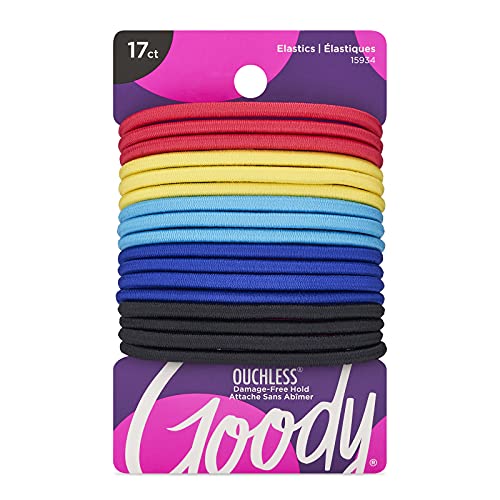 Goody Ouchless Elastic Hair Tie - 17 Count, Assorted Colors - 4MM for Medium Hair - Pain-Free Hair Accessories for Men, Women, Boys, and Girls - Perfect for Long Lasting Braids, Ponytails, (Pack of 3) - Image 2