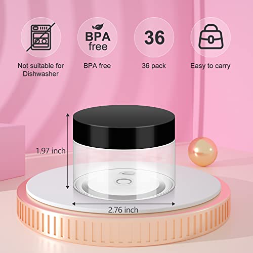 36 Pack 4 OZ Plastic Jars with Lids, BPA Free, Reusable, Refillable Transparent Cosmetic Containers for Bath Salts, Cosmetics, Powders, Beauty Product and Small Accessories - Image 2