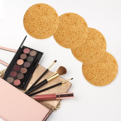 50-Count Large Compressed Facial Sponges for Estheticians,Daily Cleansing and Gentle Exfoliating- 100% Natural Cellulose Spa Sponge Perfect for Removing Dead Skin,Dirt and Makeup(Round 2.95", Yellow) - Image 3