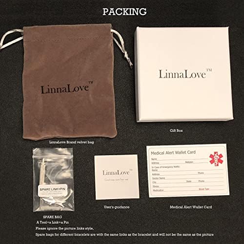 LinnaLove 7 1/2 inch Medical Alert Bracelets for women Stainless Steel Fashion Medical Bracelets Personalized Engraving - Image 7