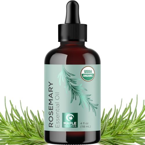 Certified Organic Rosemary Oil for Hair - Extra Large 100% Pure USDA Organic Rosemary Essential Oil for Hair Skin and Nails - Organic Hair Oil for Dry Scalp Treatment and Enhanced Volume and Shine
