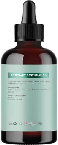 Certified Organic Rosemary Oil for Hair - Extra Large 100% Pure USDA Organic Rosemary Essential Oil for Hair Skin and Nails - Organic Hair Oil for Dry Scalp Treatment and Enhanced Volume and Shine - Image 4