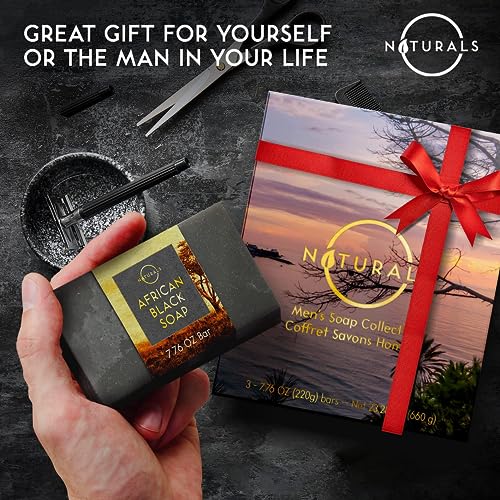 O Naturals 5PC Mens Soap Gift Sets, Gifts for Men, Organic Bar Soap for Men, Mens Gift Set Exfoliating Soap Cedarwood & Mint, Mens Bar Soap in Citrus, Olive Oil, African Black Soap, Soap Gifts For Men - Image 7