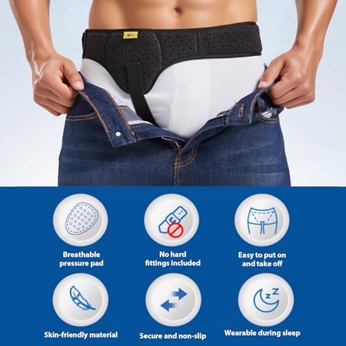 Inguinal Hernia Belt for Men & Women | Single-Side Precision Support (Left/Right) | Medical-Grade Post-Surgery Truss with Adjustable Waist Strap | Black, S (24"-29.5" Hip) - Image 5