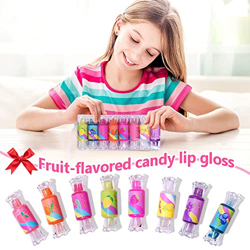 Cute Lip Gloss for Kids, 6PCS Glitter Girls Lip Gloss Set with Shape of Candy, Assorted Flavors Hydrating Lip Balm Party Favor Make-up for Girls and Teens Ages 8-12 - Image 2