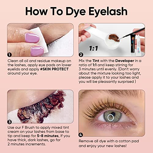 Libeauty Eyelash and Eyebrow Color Kit Brown Instant Hair Color Kit for Lash and Brow Perfect Partner for Lash Perm/Lift/Lamination Treatment Voluminous Coloring - Image 3
