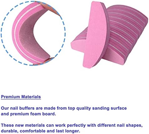 80 Pcs Nail Buffers, Buffer Block Nail Files Bulk for Acrylic Nails and Natural Nails Double Sided 100/180 Grit Portable Washable Sanding Buffing Buffers Arc Shape (80Pcs Multicolor) - Image 3