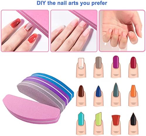 80 Pcs Nail Buffers, Buffer Block Nail Files Bulk for Acrylic Nails and Natural Nails Double Sided 100/180 Grit Portable Washable Sanding Buffing Buffers Arc Shape (80Pcs Multicolor) - Image 4