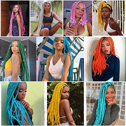 Leeven 26 Inch Red Pre Stretched Braiding Hair 8 Pack Braiding Hair Blue Braiding Hair Extensions For Braiding Crochet Hair (Red#) - Image 5