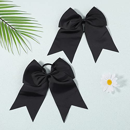 20 PCS 8 Inch Cheer Hair Bows Large Cheerleading Big Hair Bows with Ponytail Holder Hand-made Grosgrain Ribbon Hair Accessories for Teen Girls(Black) - Image 5