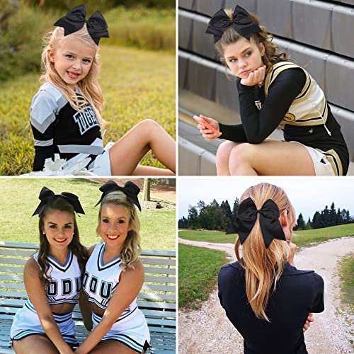 20 PCS 8 Inch Cheer Hair Bows Large Cheerleading Big Hair Bows with Ponytail Holder Hand-made Grosgrain Ribbon Hair Accessories for Teen Girls(Black) - Image 7