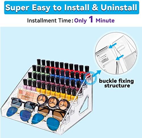 Nail Polish Organizer Acrylic Display Rack for Nail Polish Holder Sunglasses Organizer Essential Oils Holder Clear Eyeglasses Display Case Makeup Organizer - Image 3