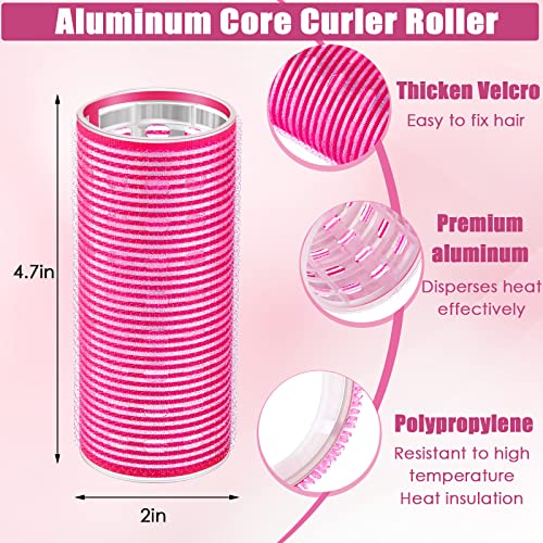 WILLBOND 4 Pcs Long Hair Rollers for Bangs Aluminum Core Curlers Thermal Self Grip Roller for Long and Medium Hair Women Hairstyle(4.7 x 2 Inch,Rose Red, Purple) - Image 2