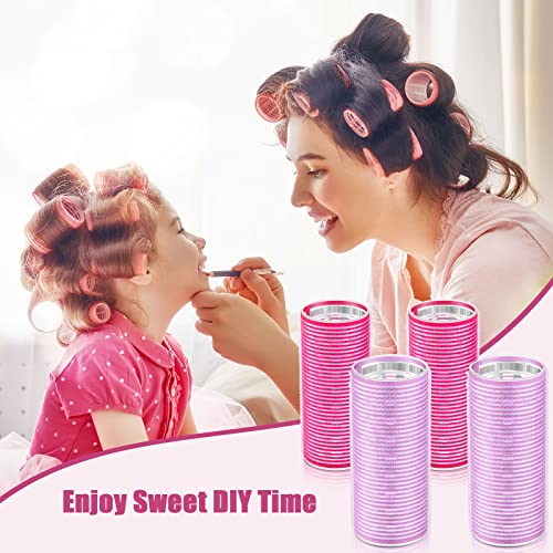 WILLBOND 4 Pcs Long Hair Rollers for Bangs Aluminum Core Curlers Thermal Self Grip Roller for Long and Medium Hair Women Hairstyle(4.7 x 2 Inch,Rose Red, Purple) - Image 4