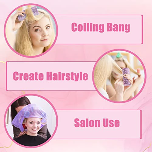 WILLBOND 4 Pcs Long Hair Rollers for Bangs Aluminum Core Curlers Thermal Self Grip Roller for Long and Medium Hair Women Hairstyle(4.7 x 2 Inch,Rose Red, Purple) - Image 6