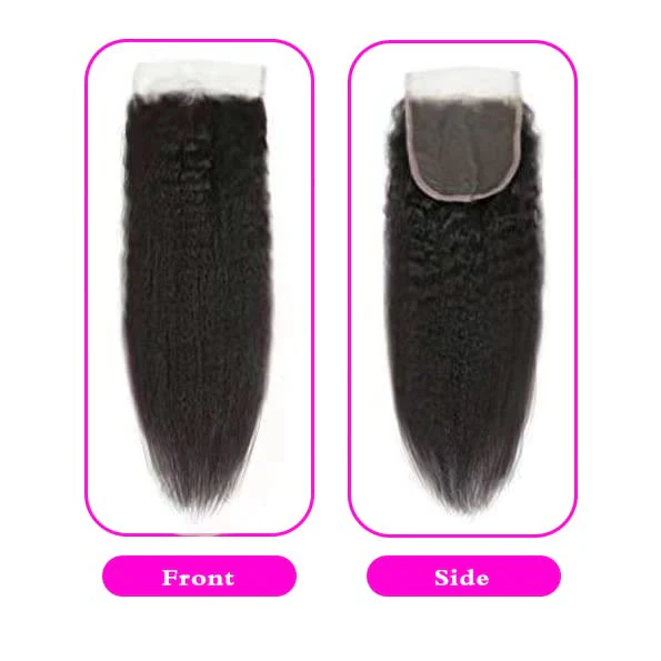 Selina Lace Closure Kinky Straight 4x4 Lace Closure Hd Lace Closure Kinky Straight Human Hair Free Part Lace Closure Hair Natural Color Black(8inch Kinky Straight, 4x4) - Image 2