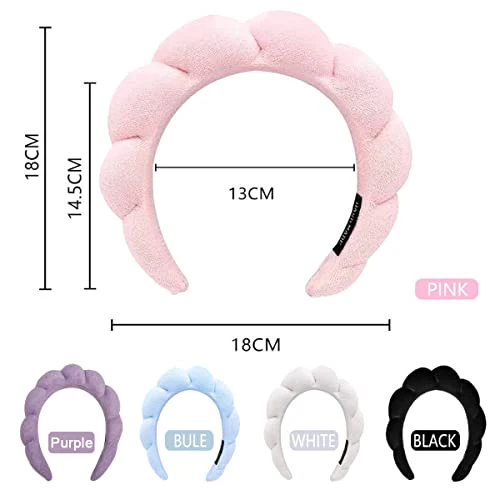 Headband for Spa, Makeup Removal, Shower, and Skincare - Sponge Headband (White) - Image 2