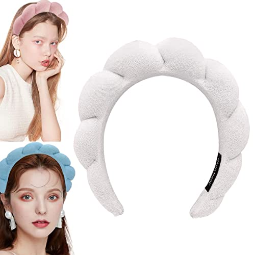 Headband for Spa, Makeup Removal, Shower, and Skincare - Sponge Headband (White) - Image 3