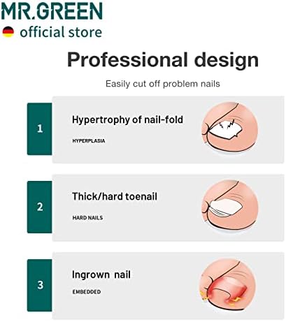 MR.GREEN Toenail Clippers Stainless Steel Ingrown Nail Cutter Thick and Hard Nails Pedicure Manicure Tools (Green) - Image 3