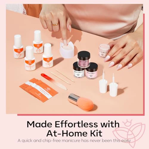 Modelones Dip Powder Nail Kit, 4 Colors White Nude Pink Glitter Dipping Starter Set with Liquid and Complete Accessories for French Nails Art Salon DIY at Home Manicure - Image 6