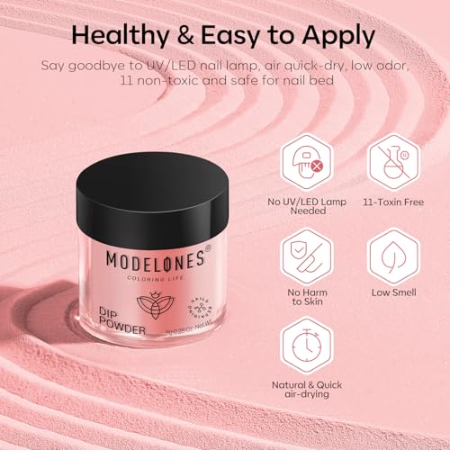 Modelones Dip Powder Nail Kit, 4 Colors White Nude Pink Glitter Dipping Starter Set with Liquid and Complete Accessories for French Nails Art Salon DIY at Home Manicure - Image 8