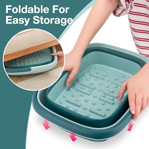 Udefineit Foot Bath Basin, Foldable & Portable Foot Soak Tub with Massage Acupoint for Foot Spa Bath, 15L/4 Gallon, Foot Massager Soaking Bath Basin Bucket for Pedicure Home Spa Treatment (Green) - Image 3