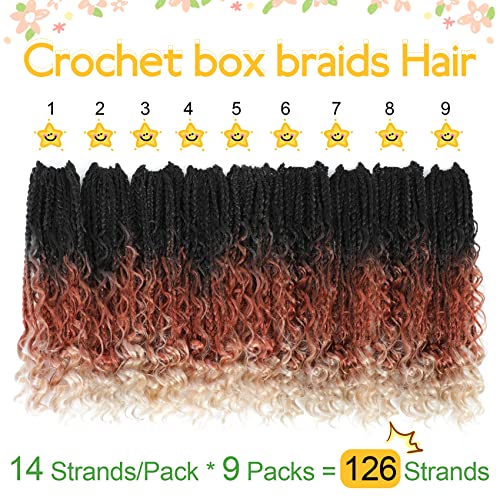 Fulcrum Goddess Box Braids Crochet Hair 12 Inch, 9 Packs Box Braids Crochet Hair for Women, Crochet Braids with Curly Ends (12Inch, 1B/30/613#) - Image 3