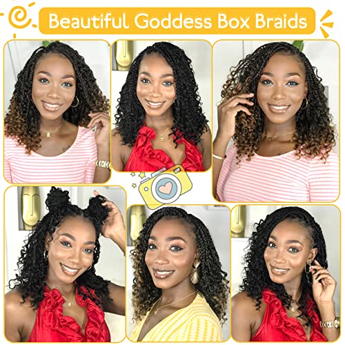 Fulcrum Goddess Box Braids Crochet Hair 12 Inch, 9 Packs Box Braids Crochet Hair for Women, Crochet Braids with Curly Ends (12Inch, 1B/30/613#) - Image 6