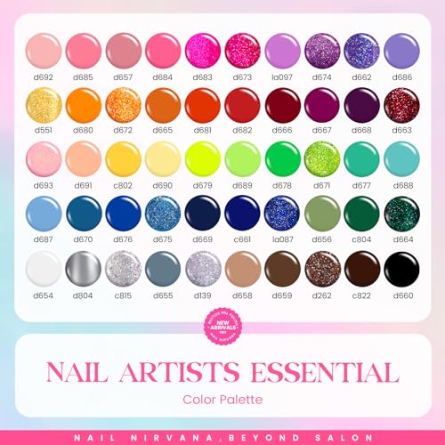 beetles Gel Polish Liner Nail Art Set, 50 Colors Spring Summer Reflective Glitter Pink Red Blue Green Silver Gel Polish Soak Off UV Built Thin Brush in Bottle Nail Design Polish Rainbow Nails - Image 2