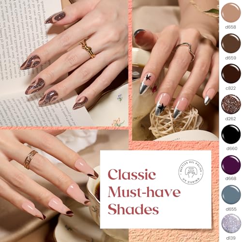 beetles Gel Polish Liner Nail Art Set, 50 Colors Spring Summer Reflective Glitter Pink Red Blue Green Silver Gel Polish Soak Off UV Built Thin Brush in Bottle Nail Design Polish Rainbow Nails - Image 5