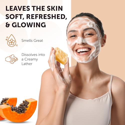 VALITIC Papaya and Turmeric Kojic Acid Soap Bar - Dark Spot Corrector Skin Care Cleansing Bar - Infused with Vitamin C, Hyaluronic Acid, Collagen, Retinol, Olive Oil - 2 Pack - Image 4