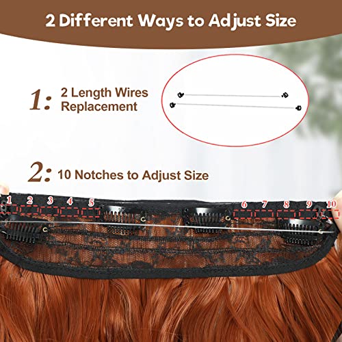 Halo Hair Extensions 20 Inch Invisible Wire Hair Extensions Adjustable Long Wavy Hair Extensions Synthetic Upgrade 4 Secure Clips in Hairpieces 20 Inch,Copper - Image 4