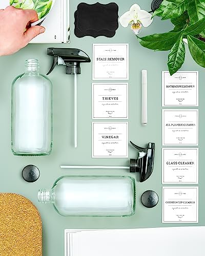 Vine Creations Glass Spray Bottles, 2 Pack Glass Spray Bottles for Cleaning Solutions, Plant Misters for Inside, Clear Glass Spray Bottle for hair, 16 oz Mister Spray Bottle with Waterproof Labels - Image 6
