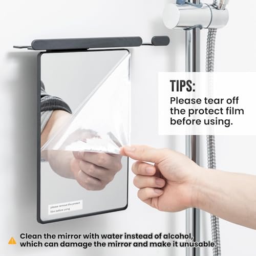 TAILI Shower Mirror Fogless for Shaving with Razor Holder, NO-Drilling & Removable Large Mirror Fogless Suction Wall Mounted, Shatterproof & Waterproof - for Men and Women(Grey) - Image 3