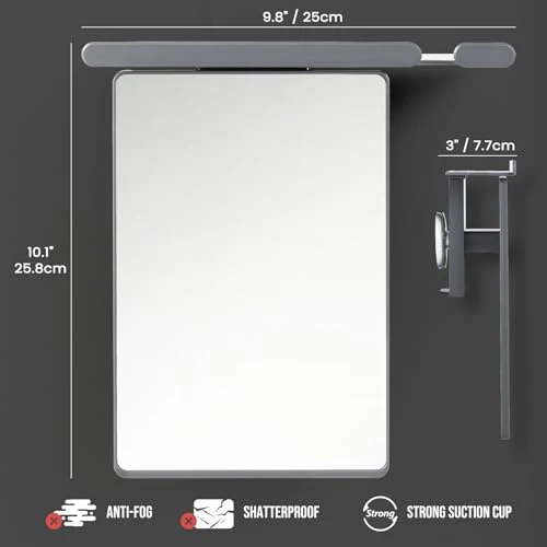 TAILI Shower Mirror Fogless for Shaving with Razor Holder, NO-Drilling & Removable Large Mirror Fogless Suction Wall Mounted, Shatterproof & Waterproof - for Men and Women(Grey) - Image 5
