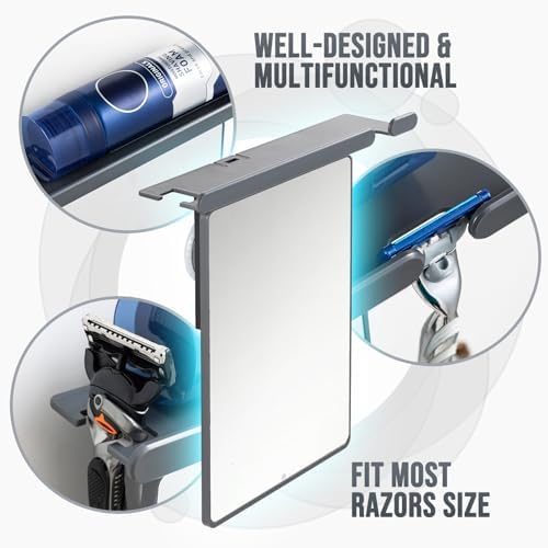 TAILI Shower Mirror Fogless for Shaving with Razor Holder, NO-Drilling & Removable Large Mirror Fogless Suction Wall Mounted, Shatterproof & Waterproof - for Men and Women(Grey) - Image 7