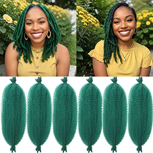 Green Marley Twist Braiding Hair 12 Inch Marley Hair for Faux Locs Butterfly Locs Crochet Hair for Black Women Spring Twist Hair Passion Twist Hair Kinky Curly Braiding Hair Pre Stretched