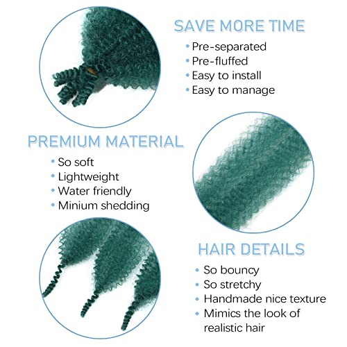 Green Marley Twist Braiding Hair 12 Inch Marley Hair for Faux Locs Butterfly Locs Crochet Hair for Black Women Spring Twist Hair Passion Twist Hair Kinky Curly Braiding Hair Pre Stretched - Image 5