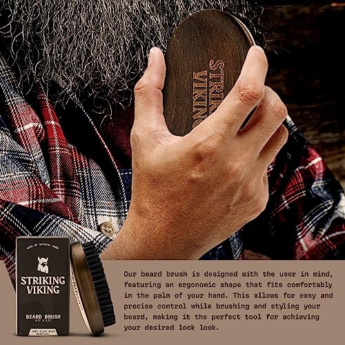 Striking Viking Boars Hair Beard Brush for Men - 4.2" Ergonomic Design with Naturally Derived Beach Wood - For Men's Beard & Mustache Care - Image 5