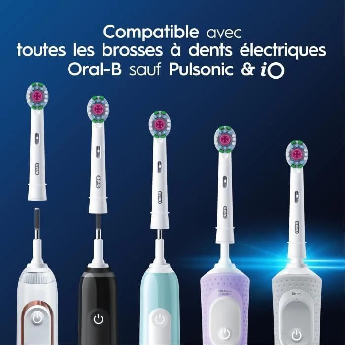 Oral-B Pro 3D White Electric Toothbrush Head, X-Shaped Bristles and Unique Polishing Cup for Teeth Whitening and to Remove Surface Stains, Pack of 8 Toothbrush Heads, White - Image 4