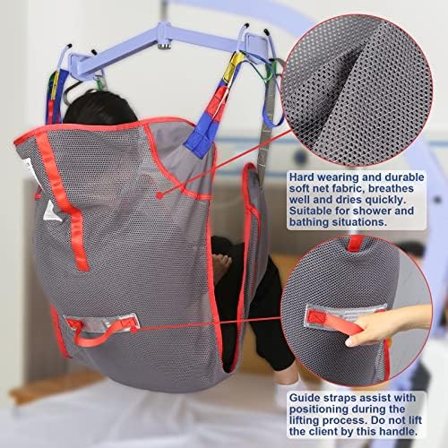 Universal Full Body Patient Lift Sling, Mesh Fabric Patient Sling Transfer and Bathing aids, 500lb Weight Capacity (Large) - Image 5