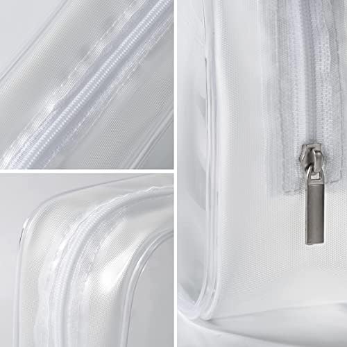 5 Pack Clear Plastic Zippered Toiletry Carry Pouch TSA Approved Toiletry Bag Portable Cosmetic Makeup Bag for Vacation, Bathroom and Organizing (White, Mixed Size) - Image 4