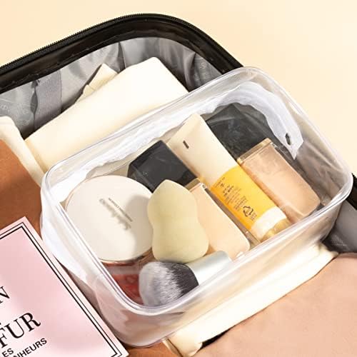5 Pack Clear Plastic Zippered Toiletry Carry Pouch TSA Approved Toiletry Bag Portable Cosmetic Makeup Bag for Vacation, Bathroom and Organizing (White, Mixed Size) - Image 7