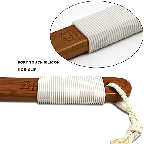 ICANdOIT-17.71Inch Natural Stiff Sisal Bristles Anti-Slip Long Handle Bath Brush,Bent Handle Shower Scrubber for Exfoliating,Shower Back Brush,Exfoliation Set with Pumice Stone(1 Pack) - Image 7